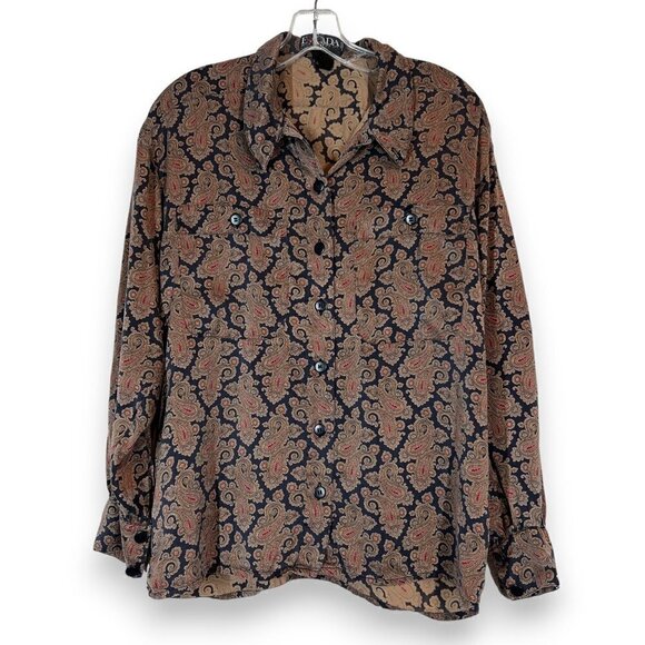 Vintage Escada Silk Blouse Top Paisley Print - Picture 1 of 11